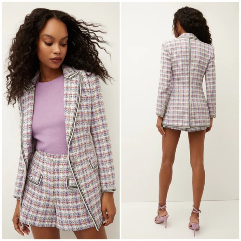 💕VERONICA BEARD💕 Etney Tweed Dickey Jacket ~ Light Lavender Multi-Color 0 NWT